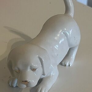 Lennox Labrador Retriever Porcelain 24 Karat Gold Tips- Color Is Ivory White